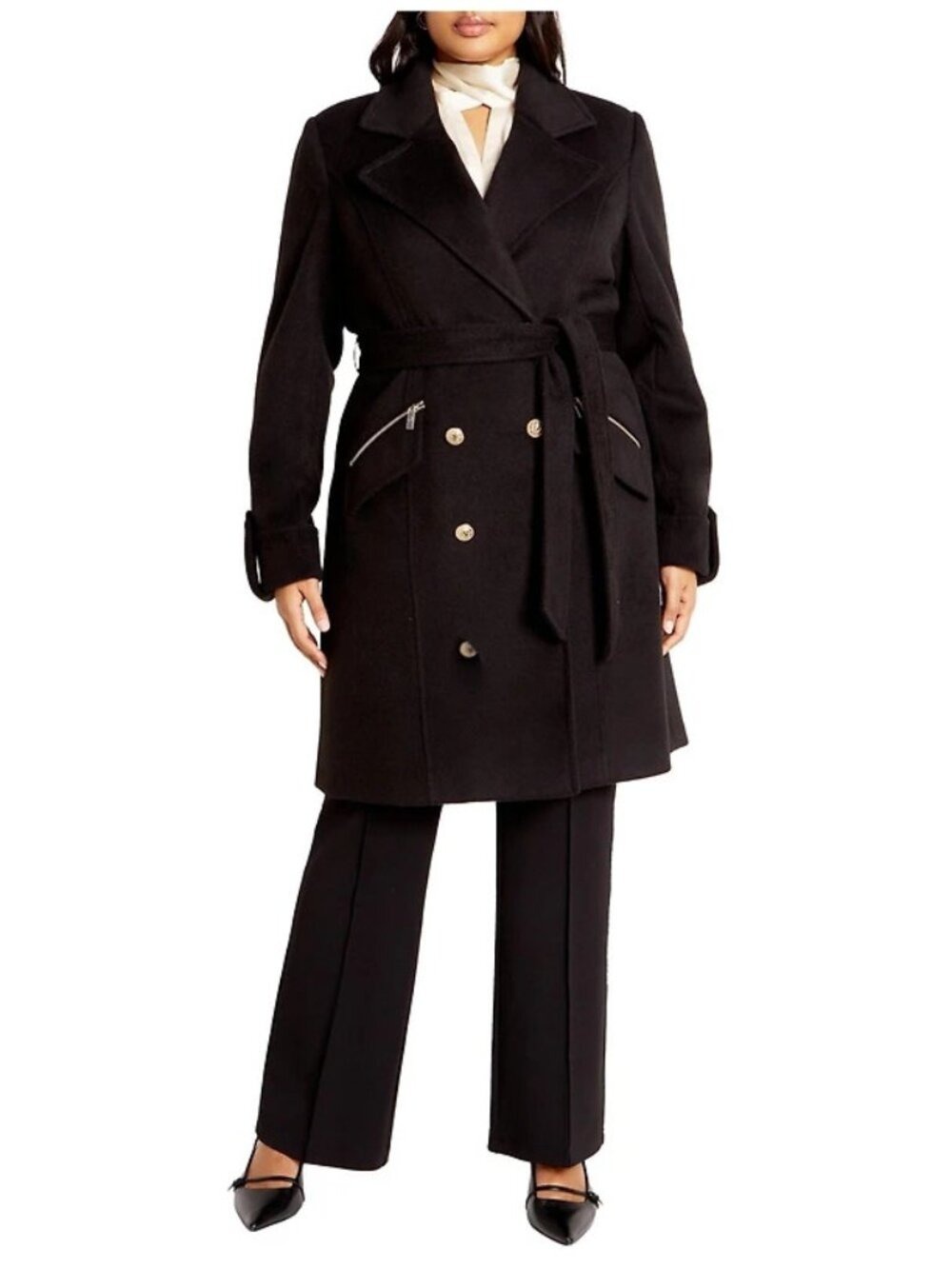 ✨ City Chic Gillian Coat Black NWT 12